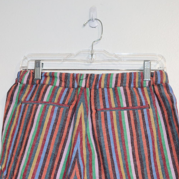 Madewell Rainbow Multicolored Striped Linen Blend Pull On Shorts Sz XXS - Picture 9 of 13